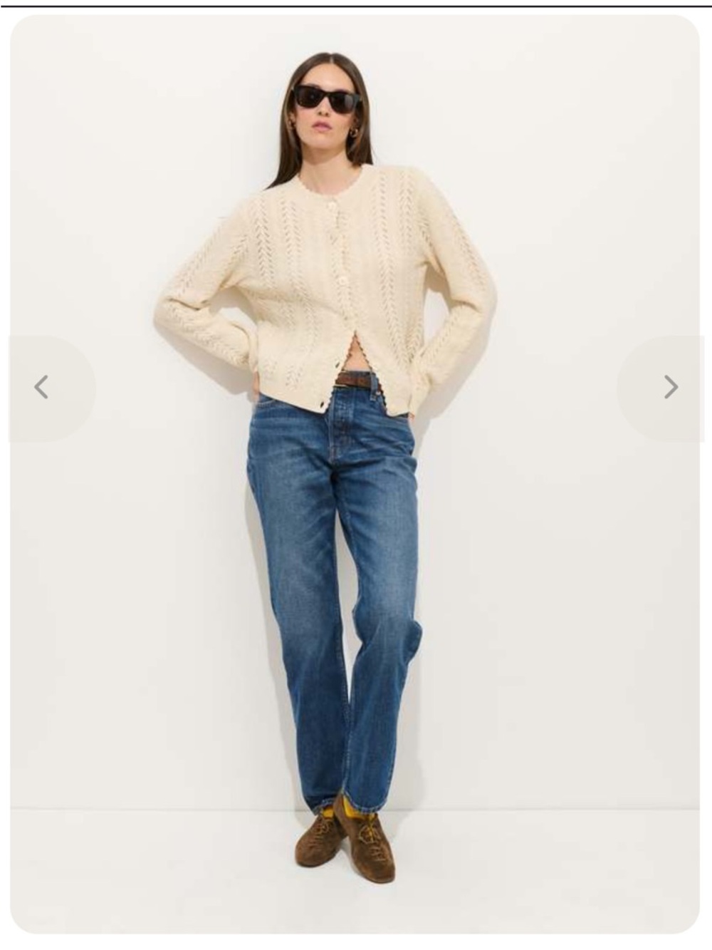 Alex Mill Annalise Pointelle Cardigan Cream NWT Size XL